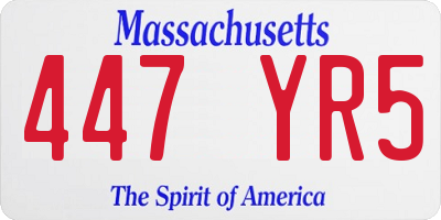 MA license plate 447YR5