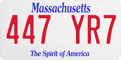 MA license plate 447YR7