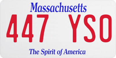 MA license plate 447YS0