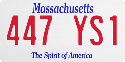 MA license plate 447YS1