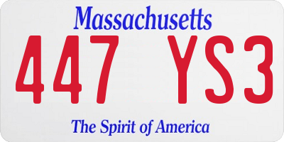 MA license plate 447YS3