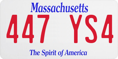 MA license plate 447YS4