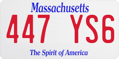 MA license plate 447YS6