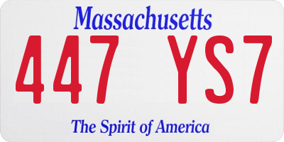 MA license plate 447YS7