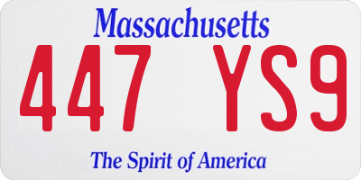 MA license plate 447YS9