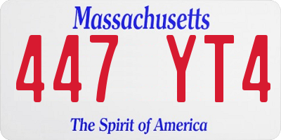 MA license plate 447YT4