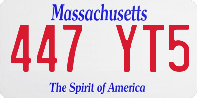 MA license plate 447YT5