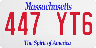 MA license plate 447YT6