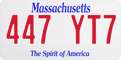 MA license plate 447YT7