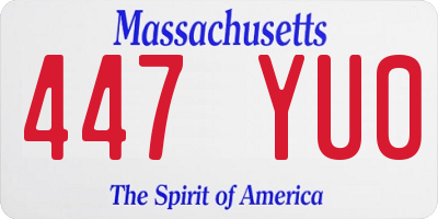 MA license plate 447YU0