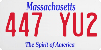 MA license plate 447YU2