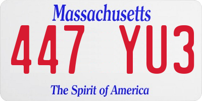MA license plate 447YU3