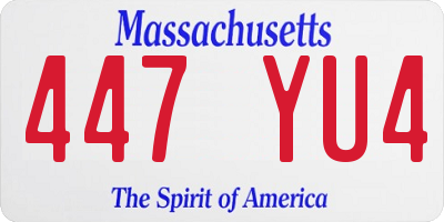 MA license plate 447YU4