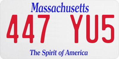 MA license plate 447YU5