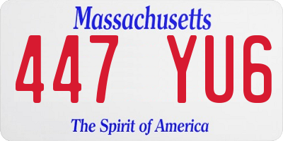 MA license plate 447YU6