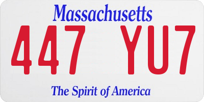 MA license plate 447YU7