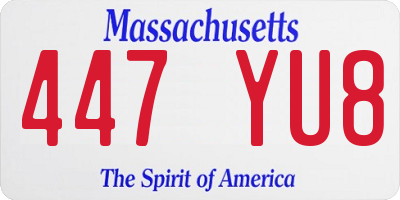 MA license plate 447YU8