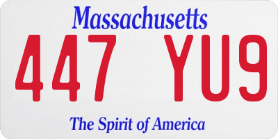MA license plate 447YU9