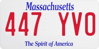 MA license plate 447YV0