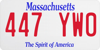 MA license plate 447YW0