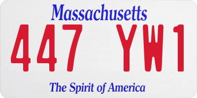 MA license plate 447YW1