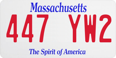 MA license plate 447YW2