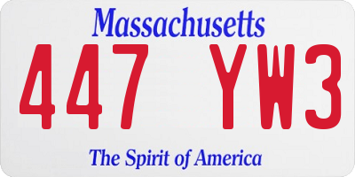 MA license plate 447YW3