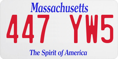 MA license plate 447YW5