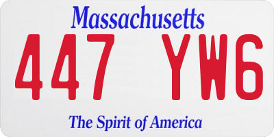 MA license plate 447YW6