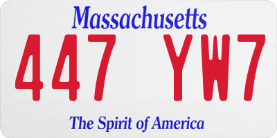 MA license plate 447YW7