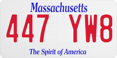 MA license plate 447YW8