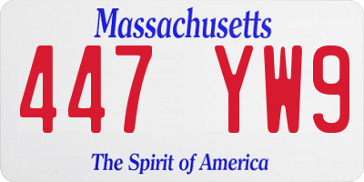MA license plate 447YW9