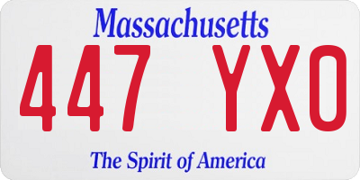 MA license plate 447YX0