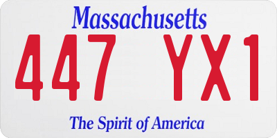 MA license plate 447YX1
