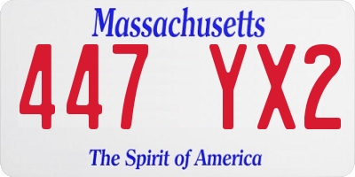 MA license plate 447YX2