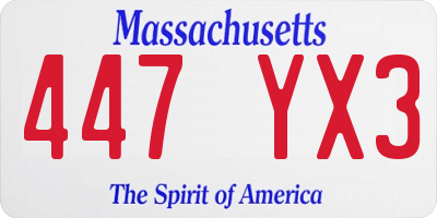 MA license plate 447YX3