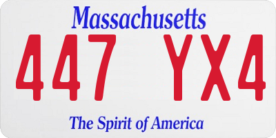 MA license plate 447YX4