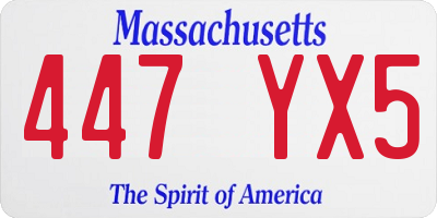 MA license plate 447YX5