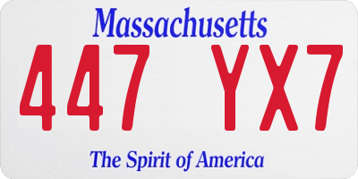 MA license plate 447YX7