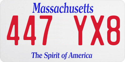 MA license plate 447YX8