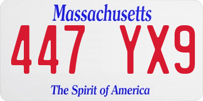 MA license plate 447YX9
