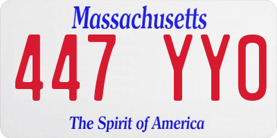 MA license plate 447YY0