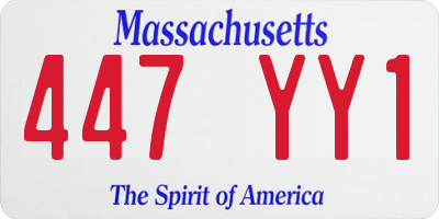 MA license plate 447YY1