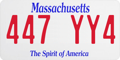 MA license plate 447YY4
