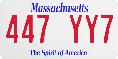 MA license plate 447YY7
