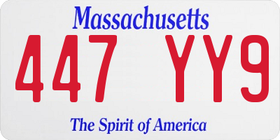 MA license plate 447YY9
