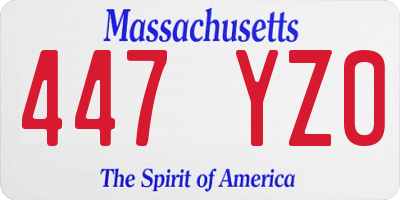 MA license plate 447YZ0