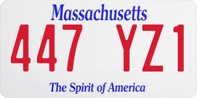 MA license plate 447YZ1