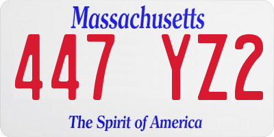 MA license plate 447YZ2
