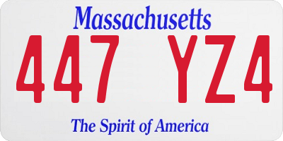 MA license plate 447YZ4